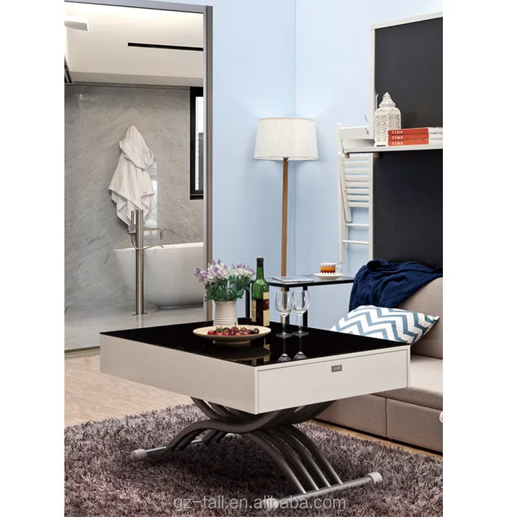 Умная мебель для дома, складной обеденный стол из закаленного стекла с регулируемой высотой и длиной