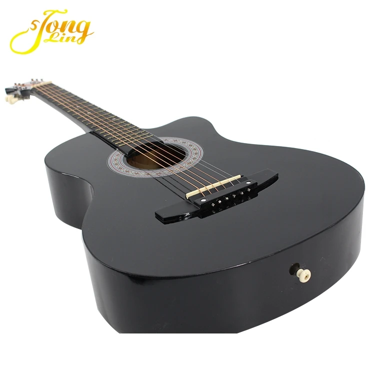 Full black round back  acoustic guitar with free hard case
