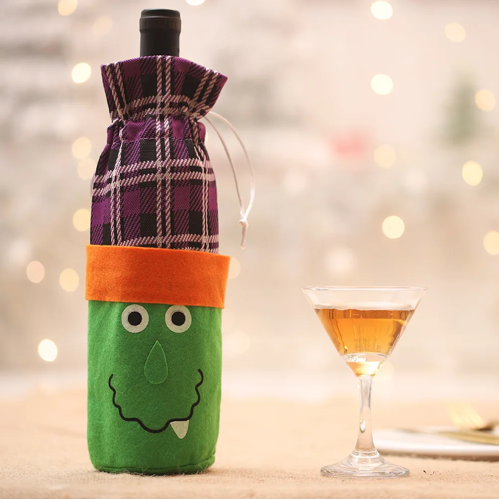 Чехол для винной бутылки на Хэллоуин с Тыквой и ведьмой