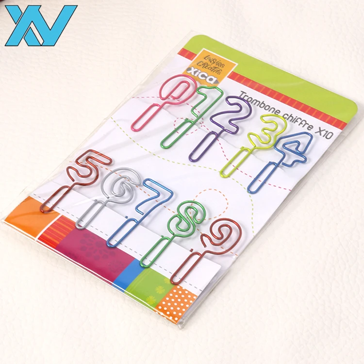 Colorful number shapes clip cheap stationery yes shape paper clips