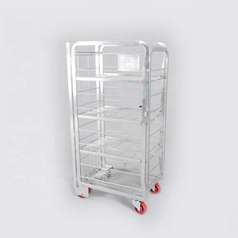 Manufacturer Direct Sales Light Duty Four Levels Shelves Milk Cart Roll Cage Milk Trolley rolling metal storage cage