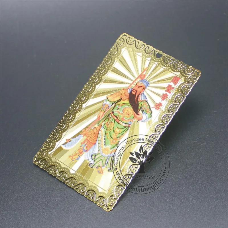 professional design golden plated both sides custom Buddha amulet cards wholesale