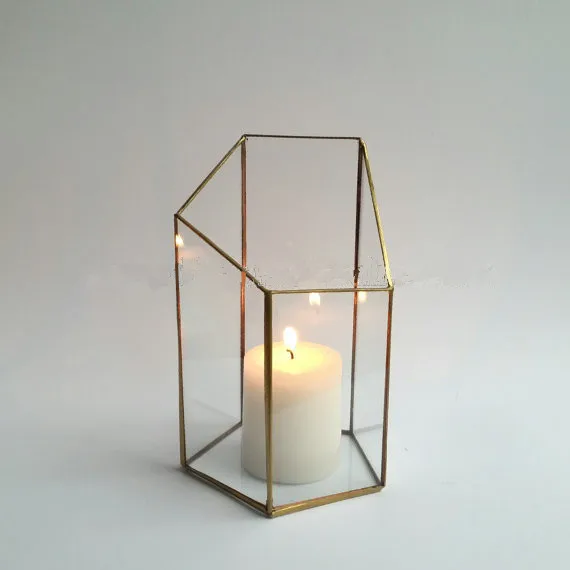 
Gold Geometric Glass Copper Votive Candle Holder Table Centerpiece for Wedding Table Decor Home Party Decor 