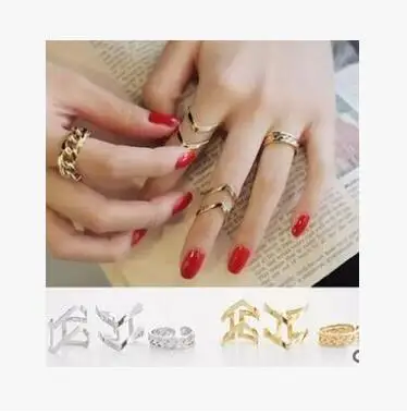 Free shipping Hot style European and American fashion punk wind hollow arrow 3 piece ring