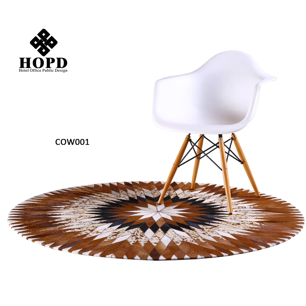 wholesale 100% natural cowhide rug with round shape