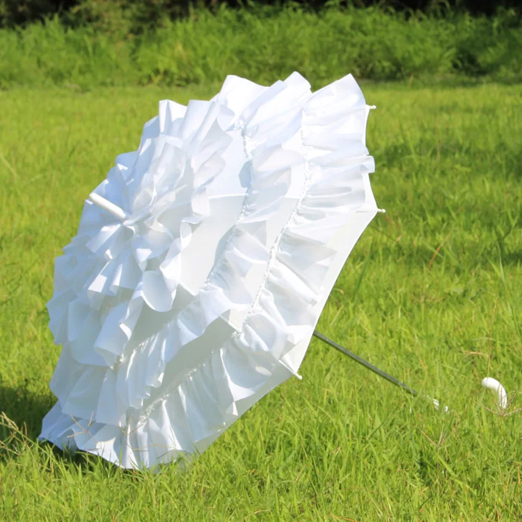 A0250 White Can Can Parasol Umbrella Baby Shower Party Decoration Frill Umbrella