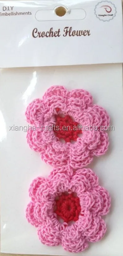 DIY Crochet Flower with Charm and Sticker for Scrapbook Decoration