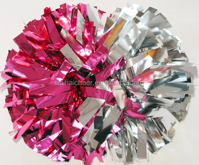 
Cheerleading metallic hot pink pom poms 
