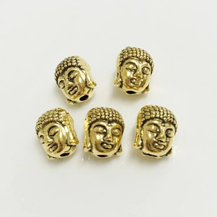 Antique Bronze Silver Gold Plated Alloy Buddha Head Beads Charm Jewelry Accessories Fit Strand Bracelets