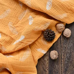 Leaves series easy to sew ultra soft 100% cotton patterned muslin printed fabric for baby