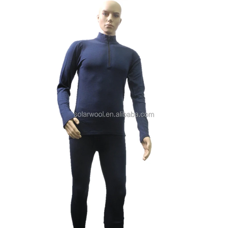 Мужское трикотажное термобелье из шерсти мериноса с высоким воротом и подогревом