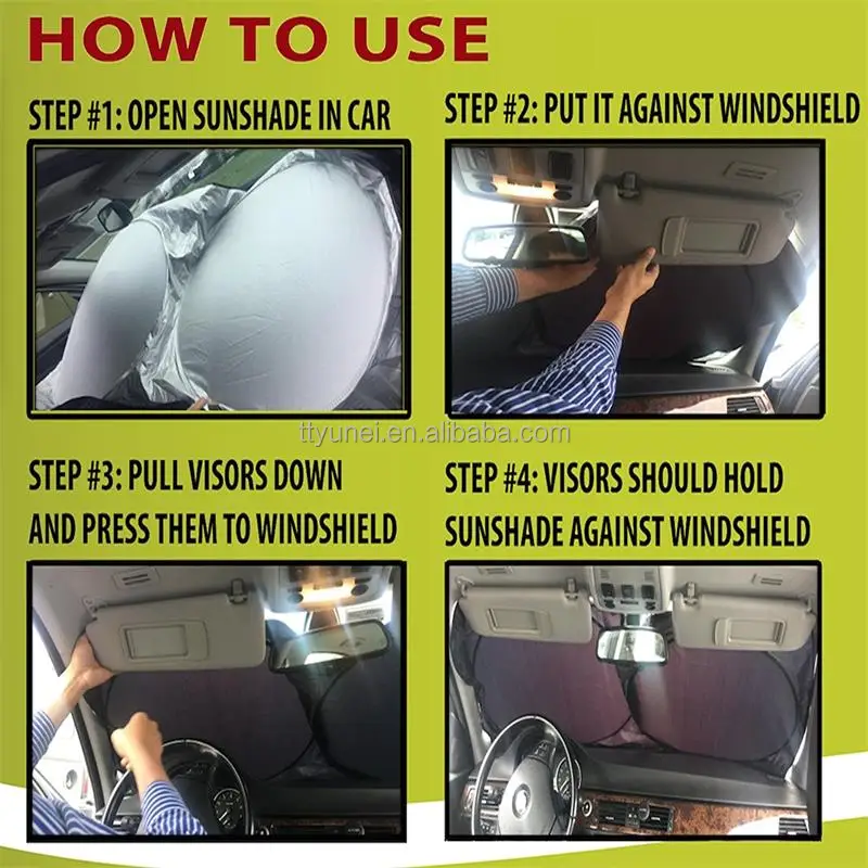 Hot Sale 240T Polyester Silver Car Sun Shade Excellent UV Reflector Keeps Vehicle Cooler