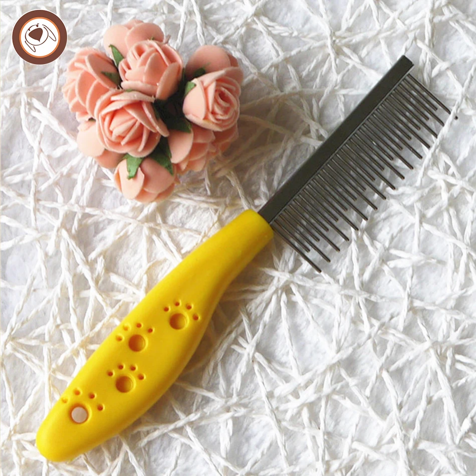 Plastic Paw Print Handle Length Teeth Pet Dog Cat Animal Puppy Poodle Hair Grooming Cleaning Comb