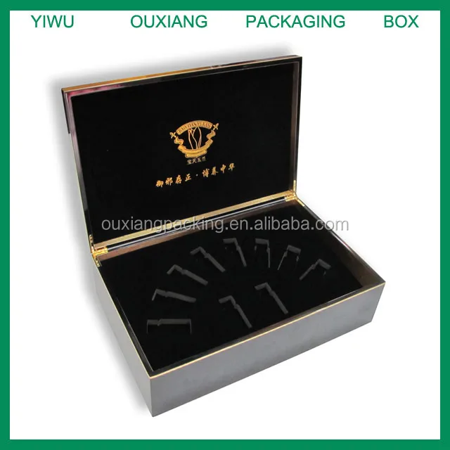 high gloss piano black lacquer finish wooden perfume box