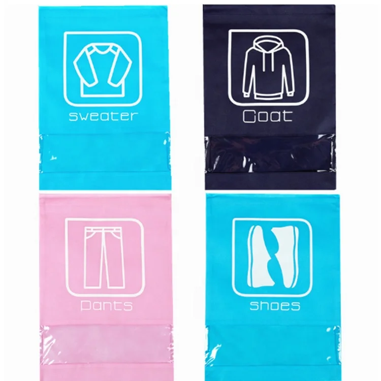 Wholesale custom logo waterproof non woven drawstring shoe bag with pvc window