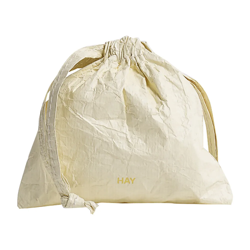 Fabric drawstring bag with logo front zipper pocket