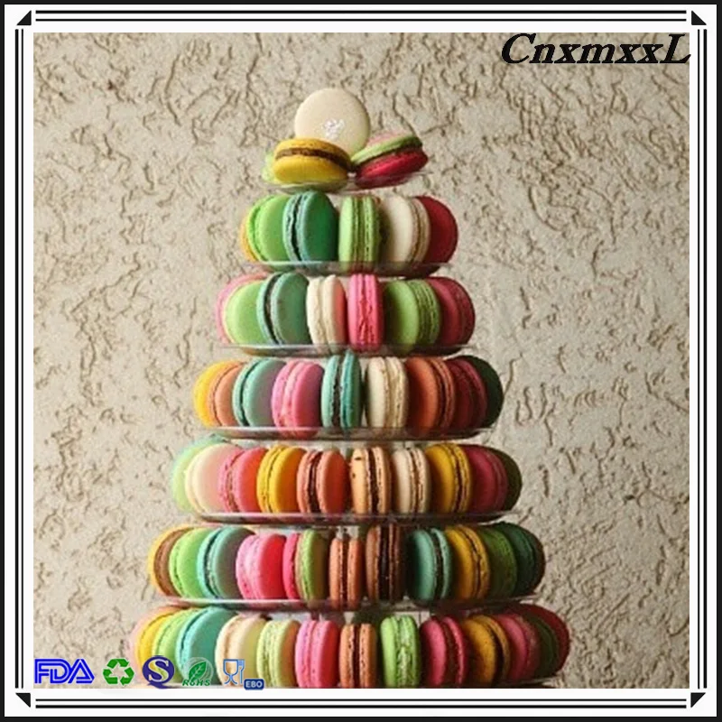 Hot-selling ready stock 10-layer food-grade PET plastic round Macaron display stand.