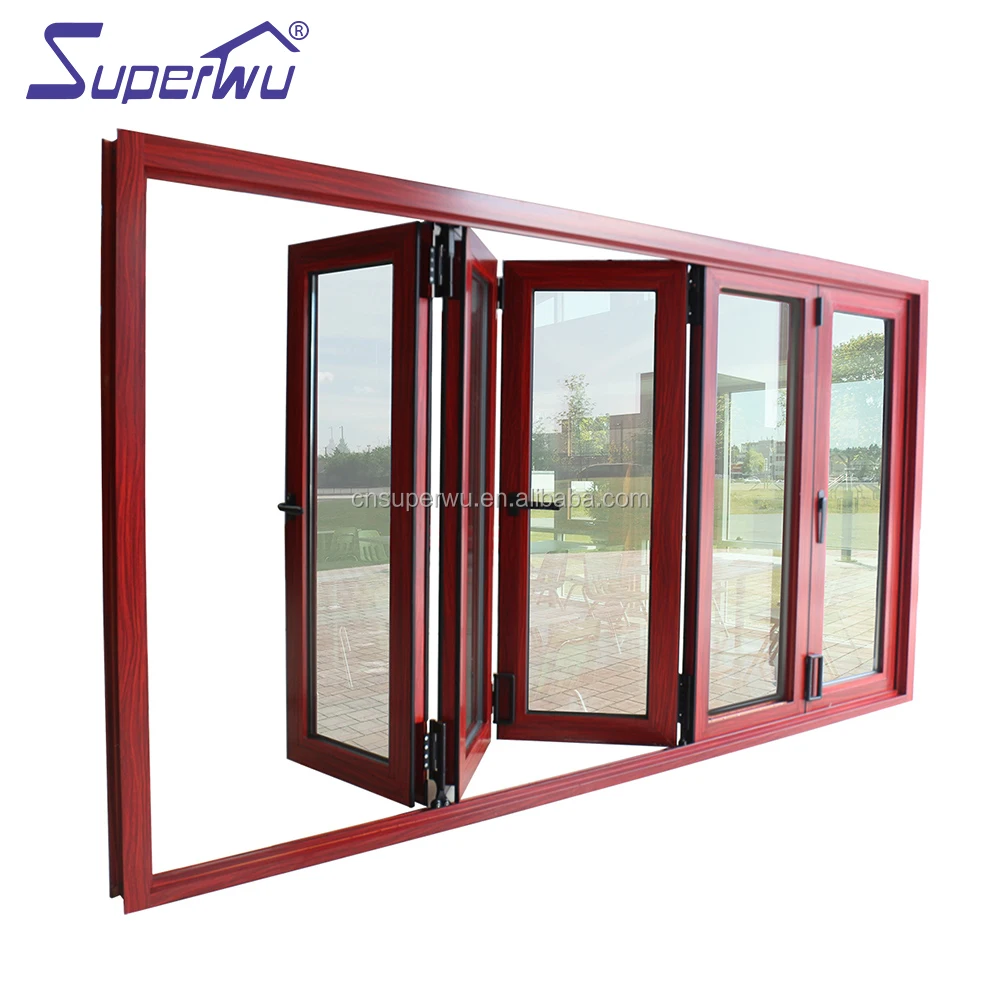 Modern design retractable flyscreen Double Glazed folding windows Aluminium Windows with Australian Standards AS2047