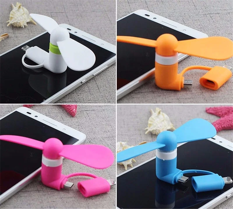 2 in 1 Portable Mini Micro USB Mobile phone computer Fan for iPhone & Android