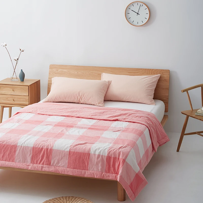 
washed 100 cotton yarn dyed super soft quilt korean style summer bedding quilt 