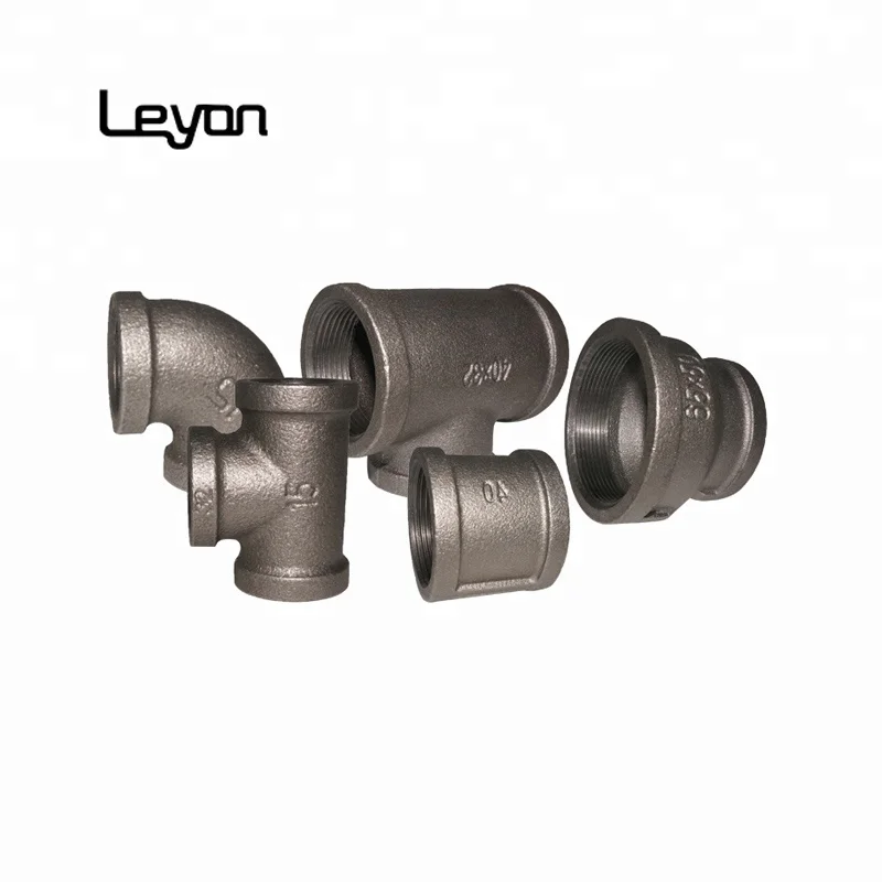 ANSI standard pipe fitting names and parts china pipe 90 deg elbow threaded tee fitting black malleable iron fittings