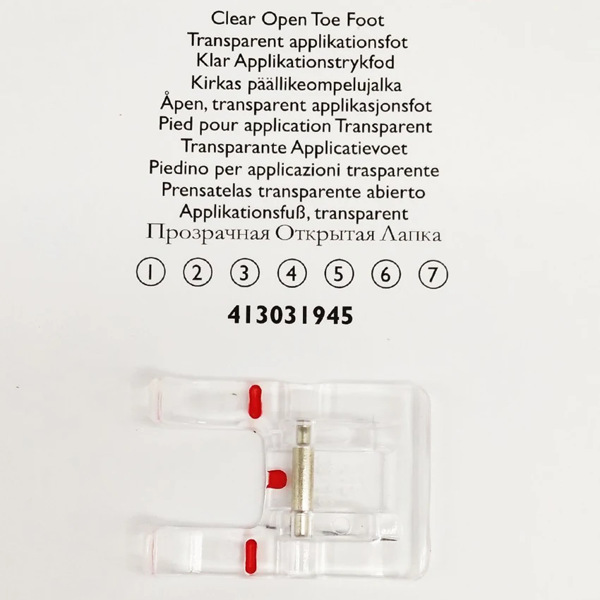 Clear Open Toe Presser Foot #4130319-45 For Viking Husqvarna Sewing Machine Group 1-7 (413031945)