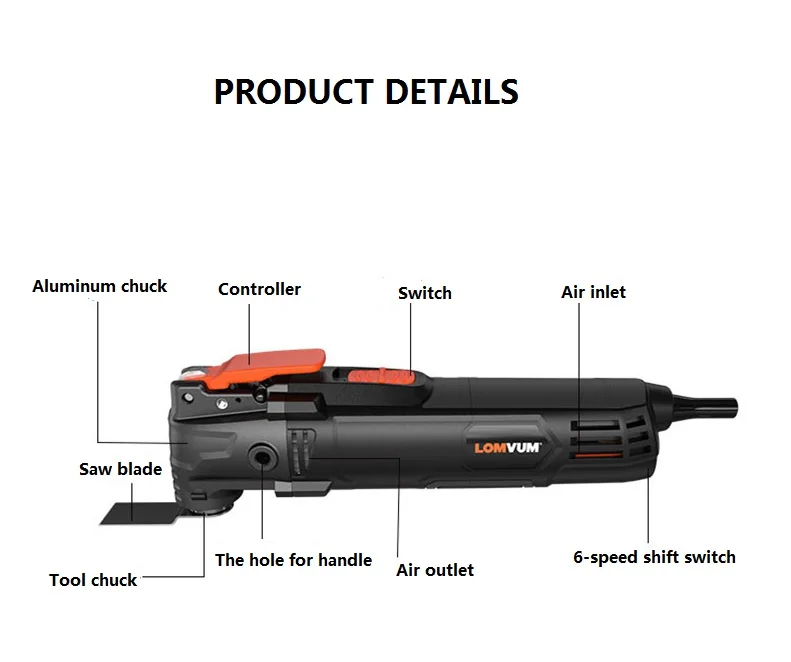 Lomvum 500W Electric Multi-function Oscillating Cutting Saw Tool