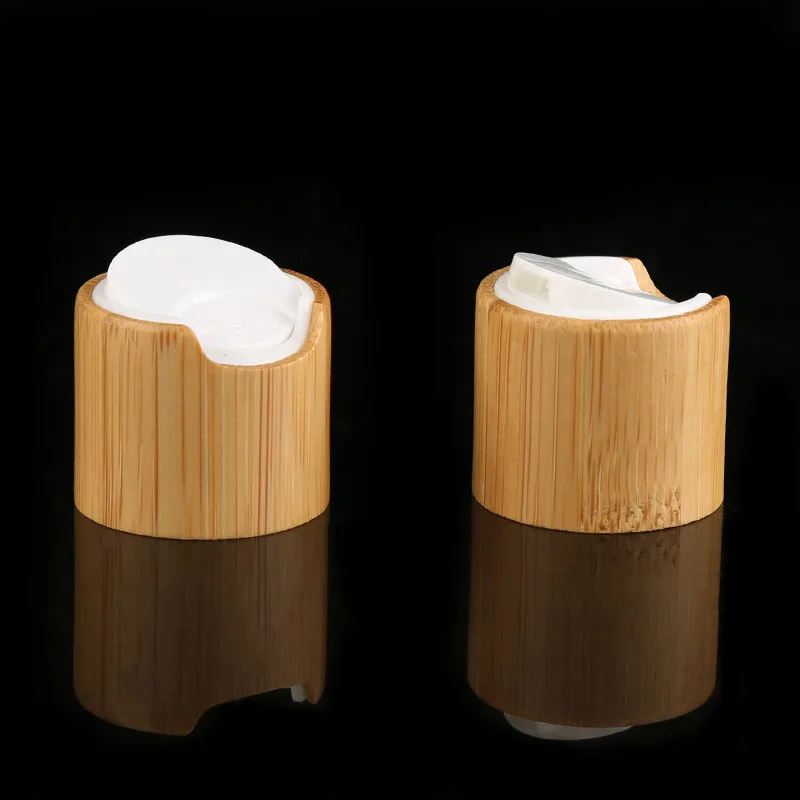 24/410 20/410 bamboo cap for plastique bottle bamboo white black plastic press cap