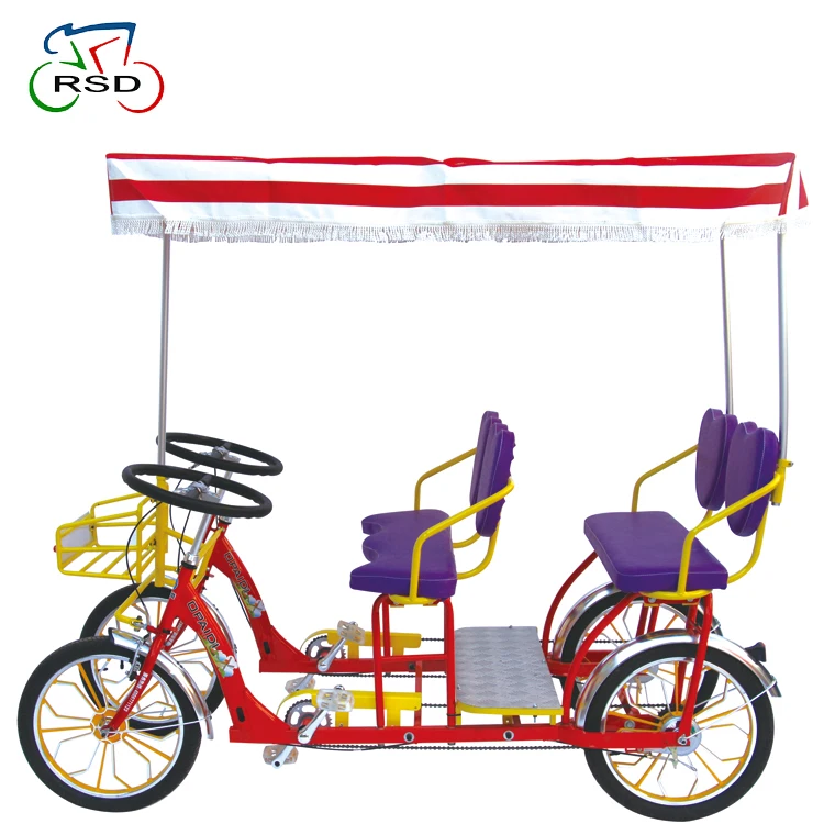 Tianjin factory 2 seater surrey bike tandem bicycle for adult/sightseeing bike 2 person side by side/seater tandem bike
