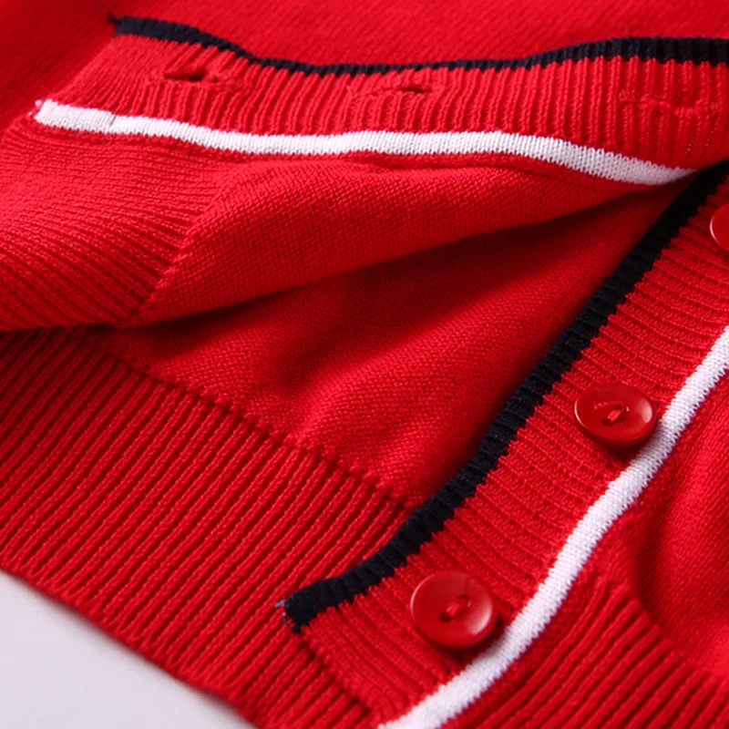 
V neck baby boys Fall winter children plain stripe kids sweater korean basic cardigan knit 
