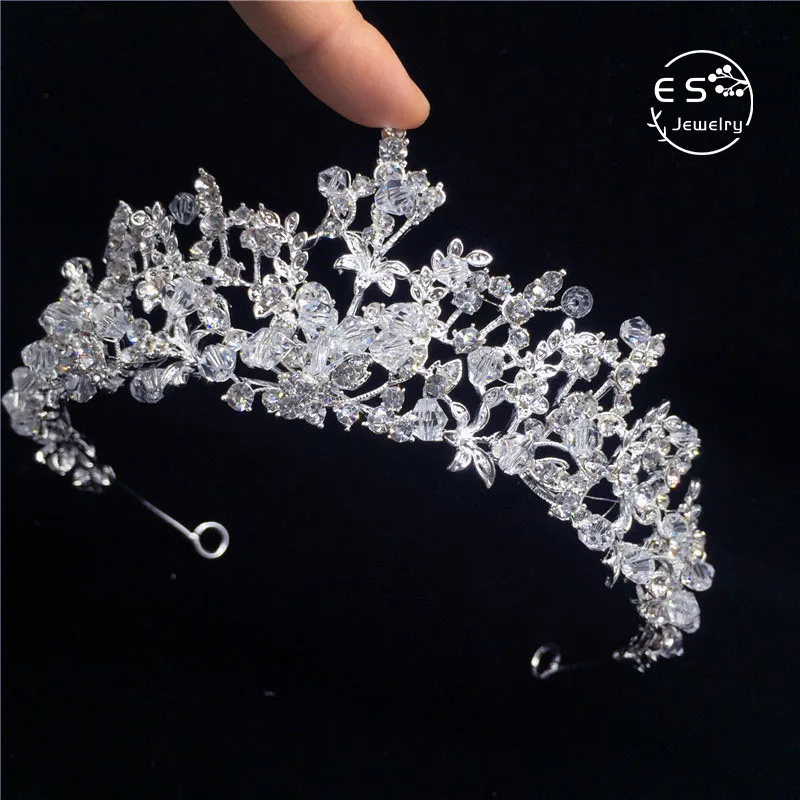 Handmade Crystal Tiara Bridal Floral Crown wedding hair ornaments