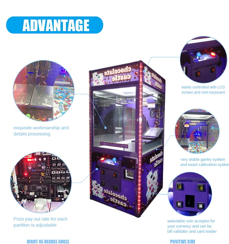 hot selling mini toy claw crane machine kit chocolate candy claw game machine