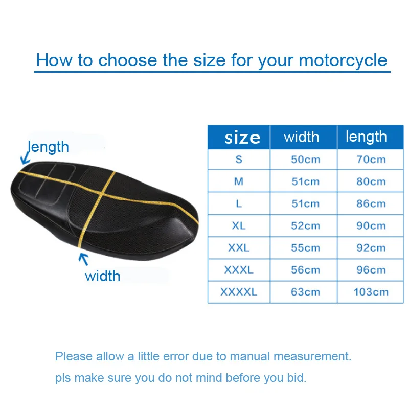 
Motorcycle Scooter E-bike 3D Seat Cover Summer Sun Proof Non-slip Breathable Scooter Sun Pad Heat Insulation Cushion Cover 