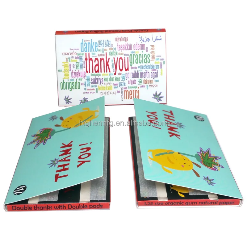 Custom rolling papers double window 100 leaves personalized Natural Organic gum unbleached hemp slow burning