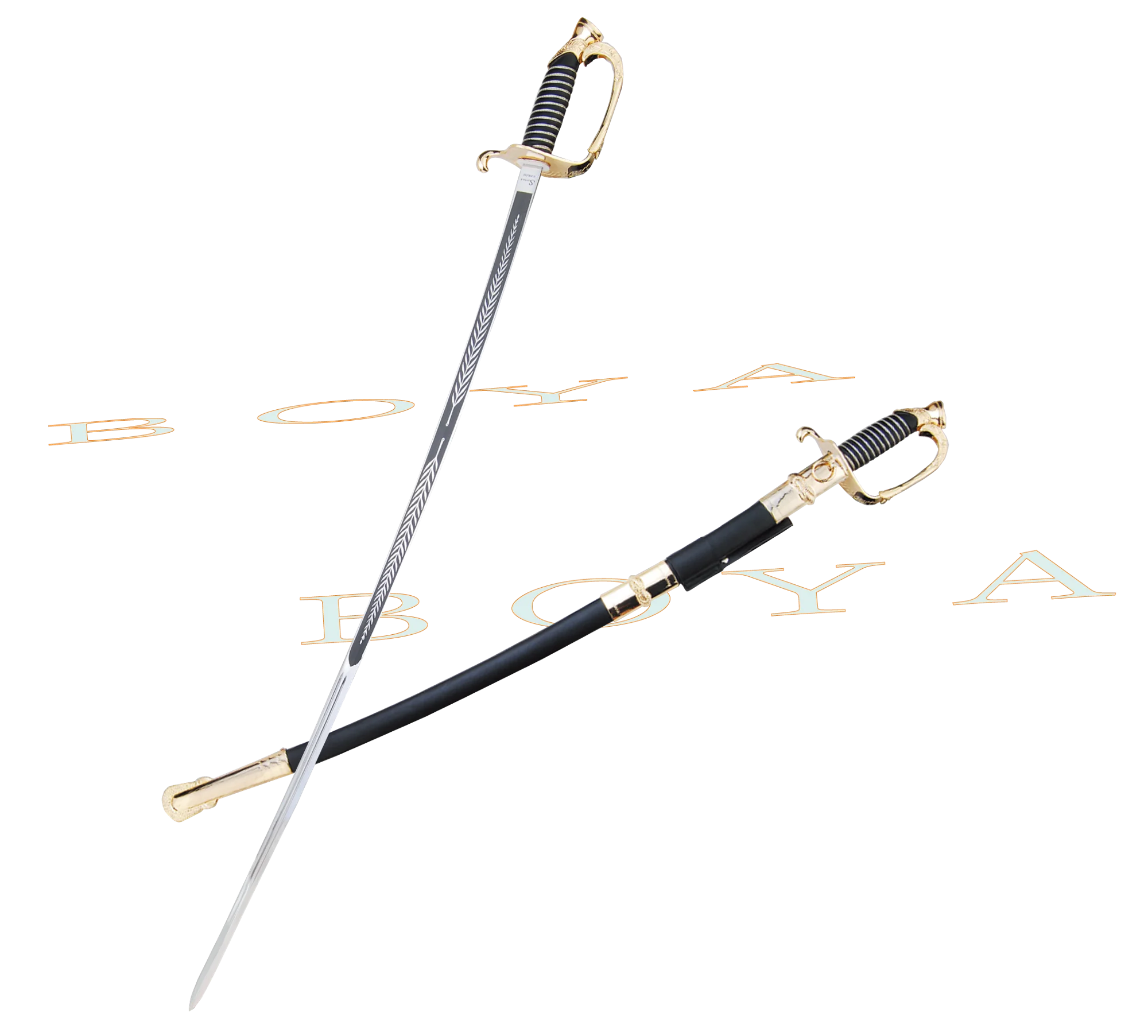 
Swords with black sheath Ceremonial sabre Metal practice sword BY107B 