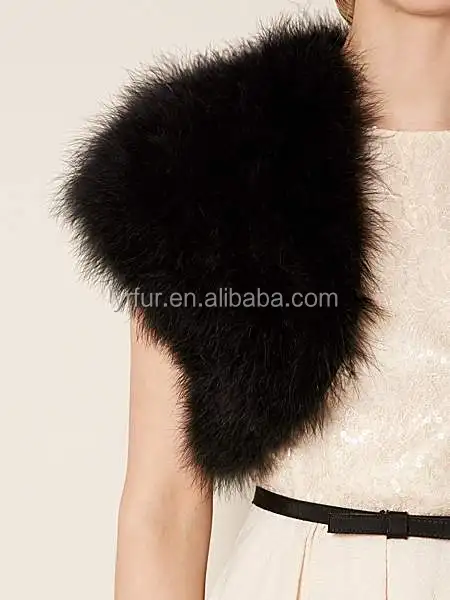 YR477B Elegant Party Short Version Fluffy Feather Outwear Vest Shrug