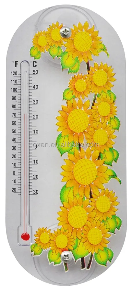 outdoor wooden glass thermometer