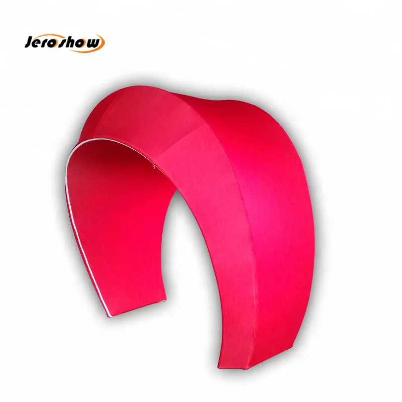 Exhibition booth tension fabric 3d half moon shape display circle round backdrop stand