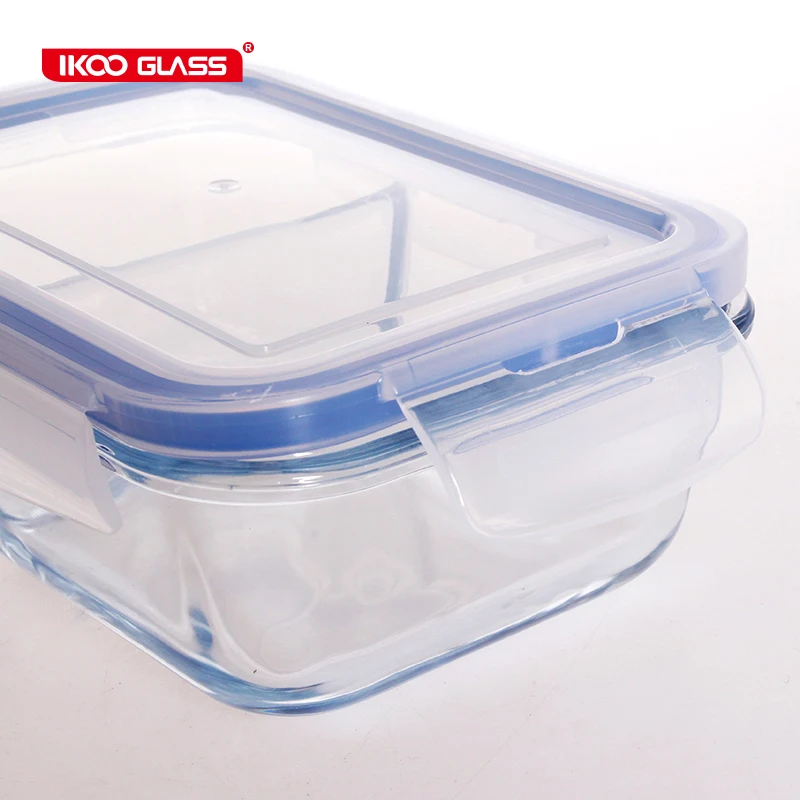1520 мл Pyrex стеклянной прямоугольной Бенто-Ланч-боксов с разделителями блокировка крышки вилкой и