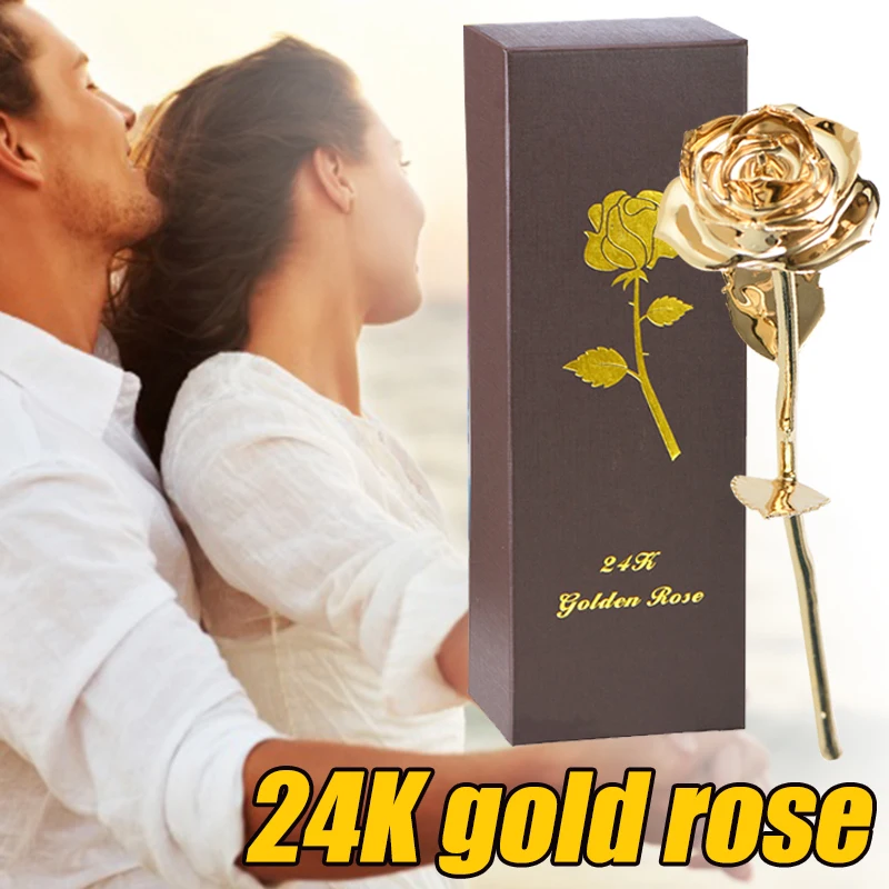 
2021 latest Top quality Valentine day Gift 24k gold plated flower romantic Artificial rose 