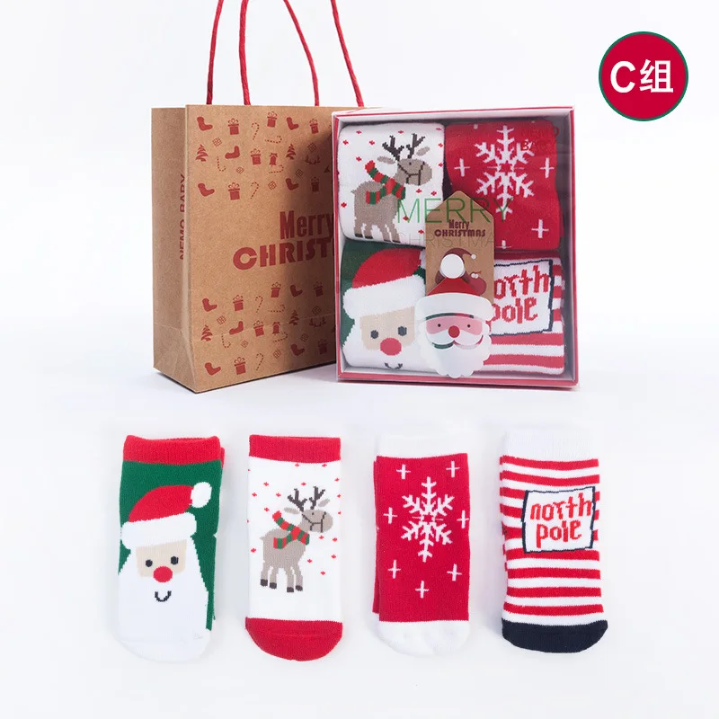
custom 100% organic cotton christmas gift bag baby socks 