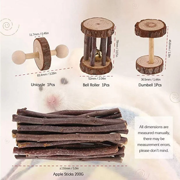 Toys Chinchilla Hamster Rat Chews Toys Gerbil Molar Wooden Pack Guinea pigs Hamster Rat Birds Bunny Rabbits