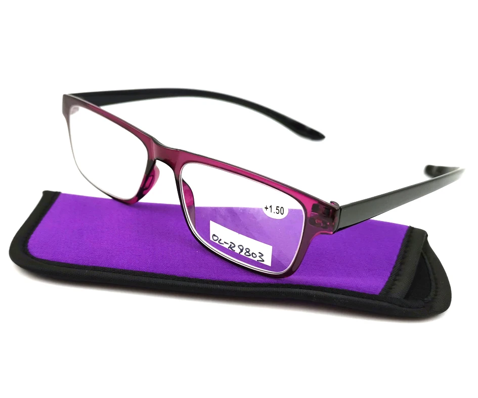 Light weight thin cheap plastic slim reading glasses with long temple