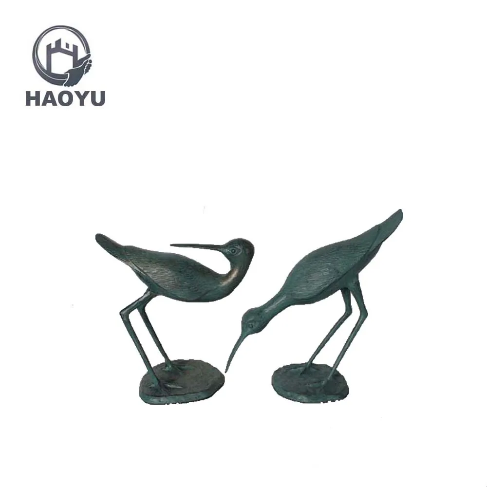 Handicraft cast aluminium metal garden decoration metal garden status garden ornament animal crane