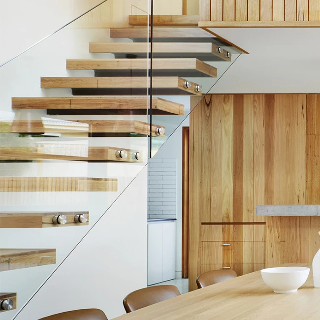 Stair with the solid wood tread brass stair rods patch fitting floating staircase