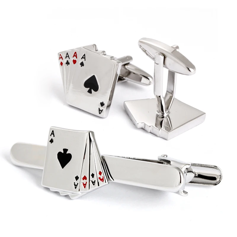 
4 Ace Playing Cards Poker Men Copper Cufflinks 
