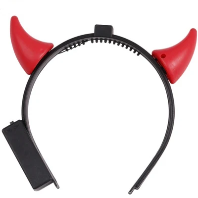 HH-0002 Party Halloween Plastic LED Fashing light up Red Devil Horns Headband