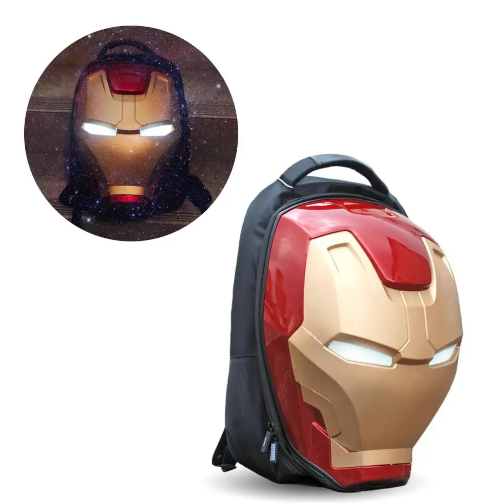 Высококачественный классный подарок Marvel 3D модный рюкзак в форме Железного человека со светодиодными глазами