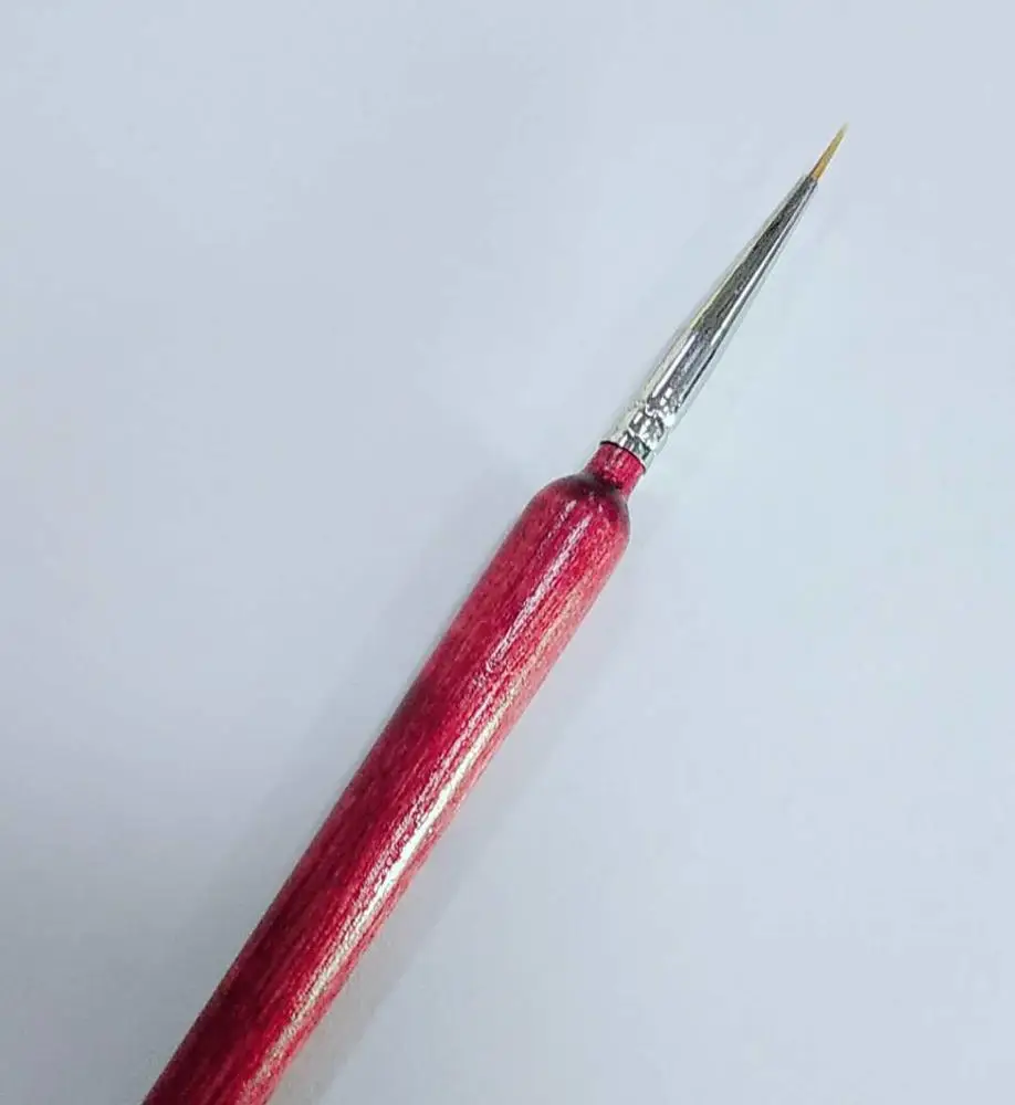 Oil Painting Watercolor Red Wooden Handle Shaft Nylon Hair Liner Brush Pen