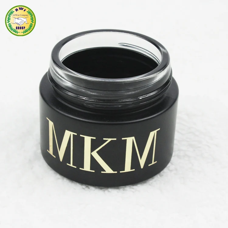 matte black cosmetic glass jars wholesale sunscreen glass cream jar 30g 50g 60g 100g with metal lids